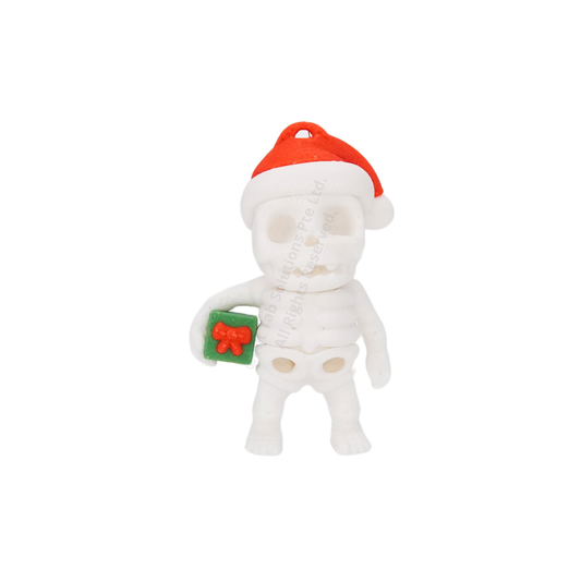 Santa Skeleton With Gift Fidget Keychain