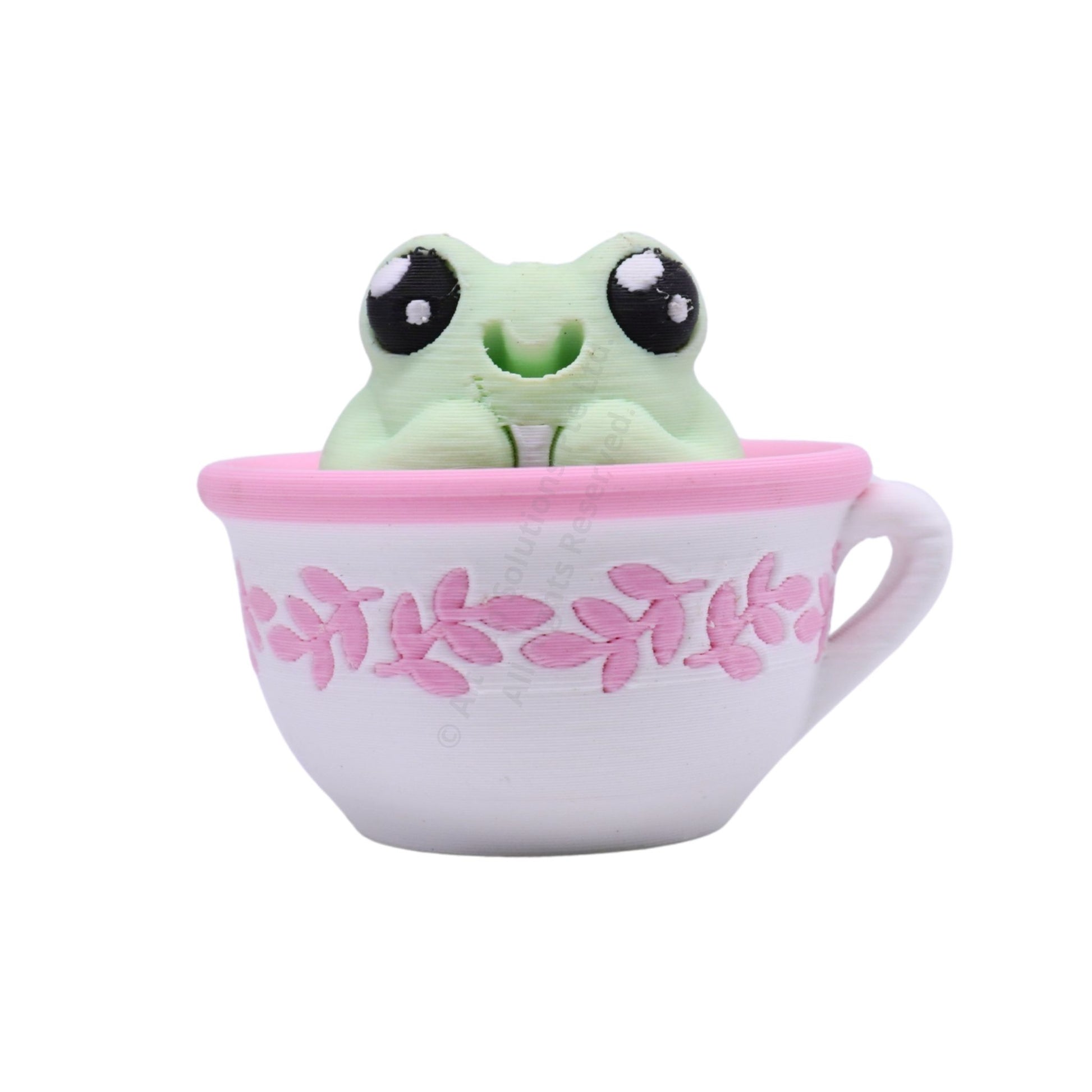 Leaf Teacup Frog Clicker Keychain