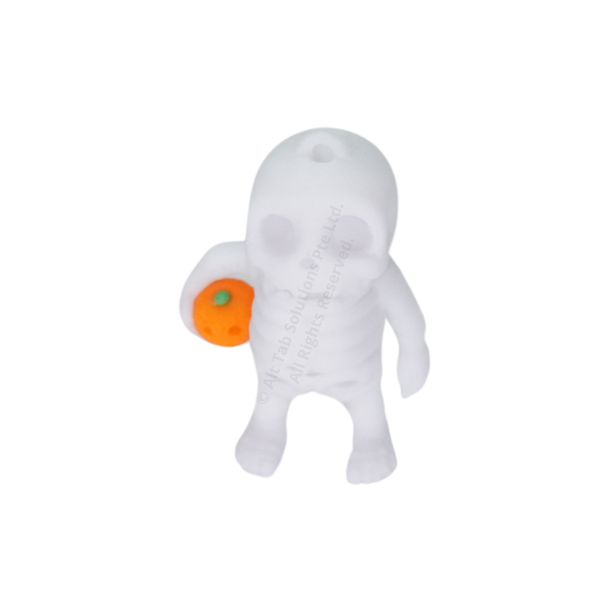 Tiny Skeleton holding Pumpkin Fidget Keychain